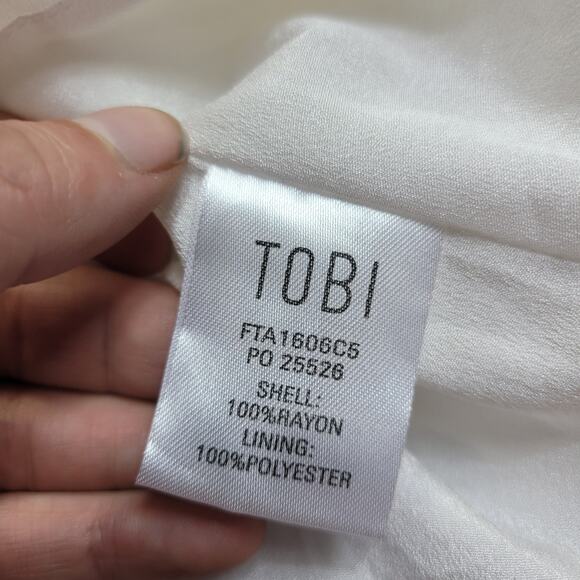 Tobi Tie Neck Key Hole Sleeveless Top Ivory Off White Shirt Size XS FTA1606C5 - Picture 4 of 7